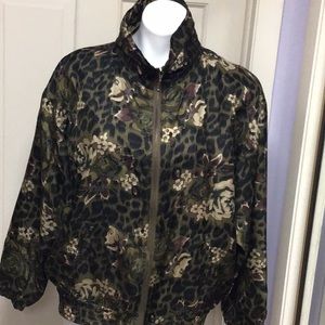 Beautiful silk leopard floral bomber jacket